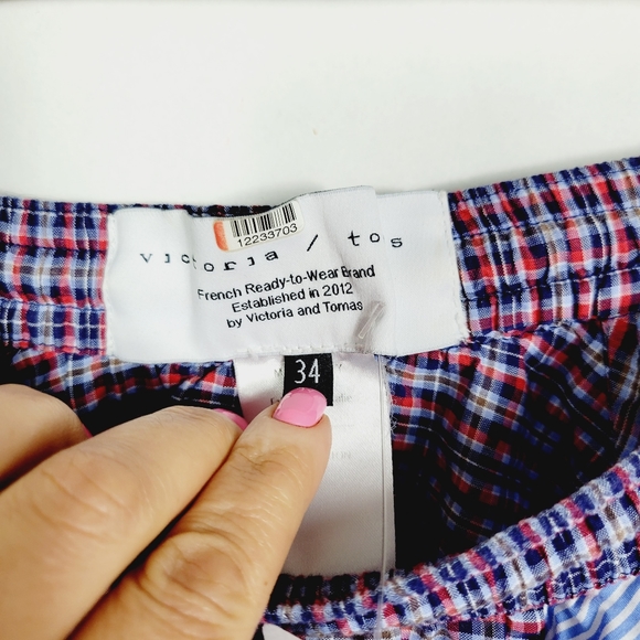 🆕️ victoria / tomas mixed plaid asymmetrical skirt - Picture 8 of 9